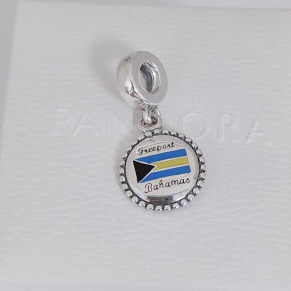 Pandora Freeport Bahamas Flag Dangle Charm S925 Silver with box - Picture 9 of 12